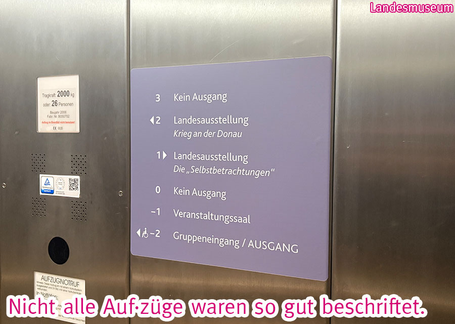 Geschoss-Beschriftung in einem Aufzug