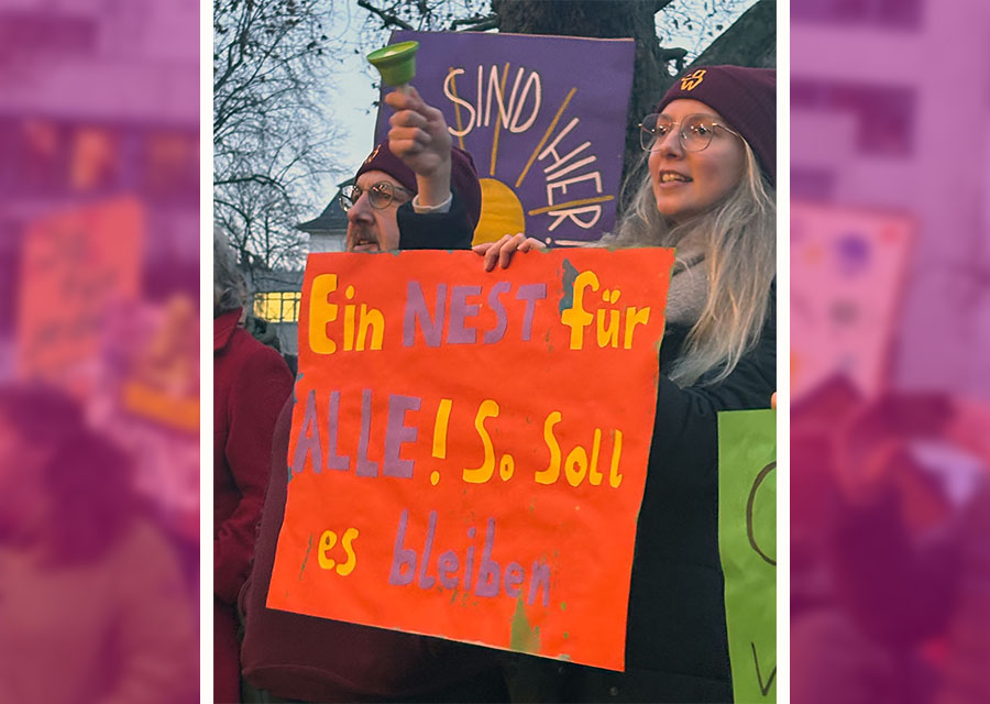 Demoschild: Ein Nest für alle!