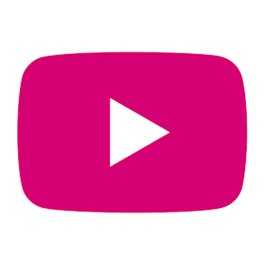 YouTube Logo in TACHELES Magenta Farbe auf Weiß