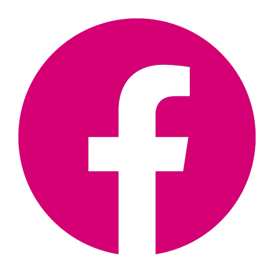 facebook Logo in TACHELES Magenta Farbe auf Weiß